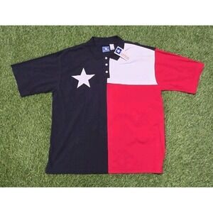 NWT Vintage Texas Flag Polo Shirt 3XL Big Man Lone Star‎ State Cotton Colorblock